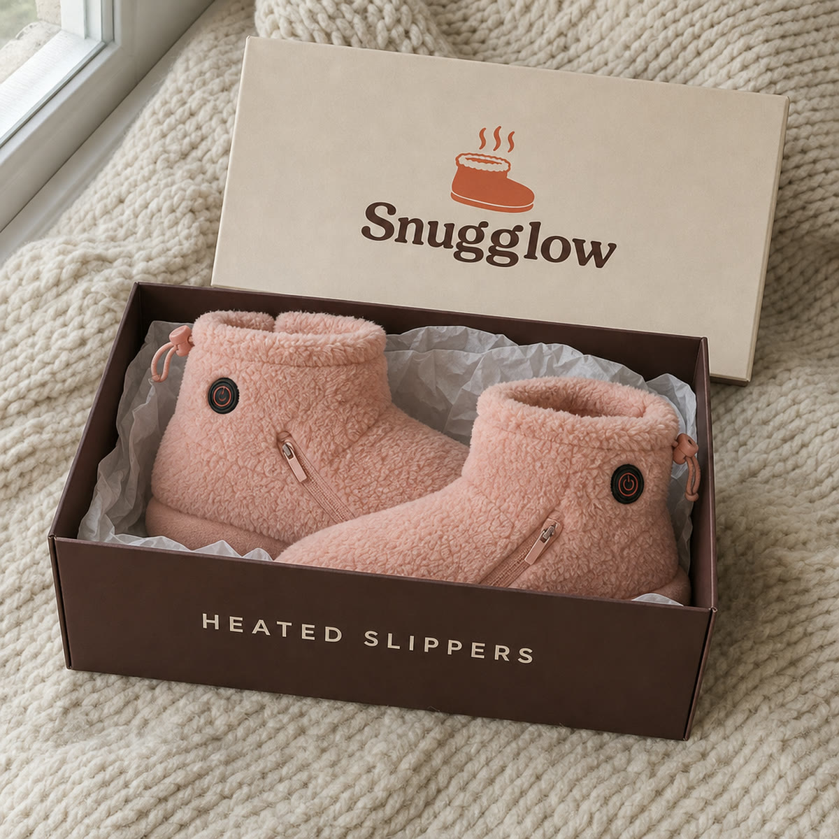 Snugglow heated slippers Blush Pink